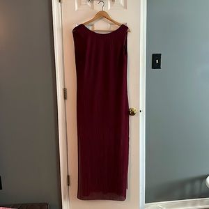 Lulu’s Maroon Backless Sheer Midi Dress - Sleeveless - Perfect for Summer!